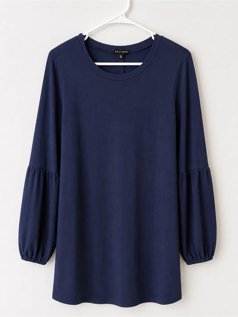 As U Wish Navy Balloon Sleeve Mini Dress